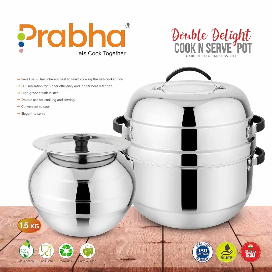 PRABHA Double Delight Cook N Serve Pot Thermal Rice Cooker KG