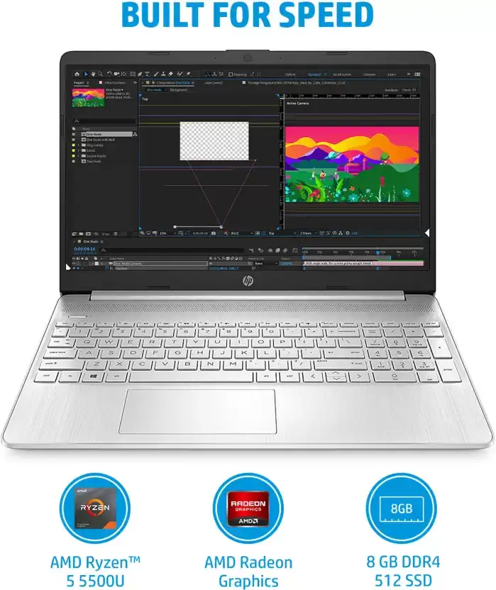 HP Ryzen Hexa Core 5500U GB/512 GB SSD/Windows 11 Home |15s- eq2144au  Thin and Light Laptop inch Natural Silver
