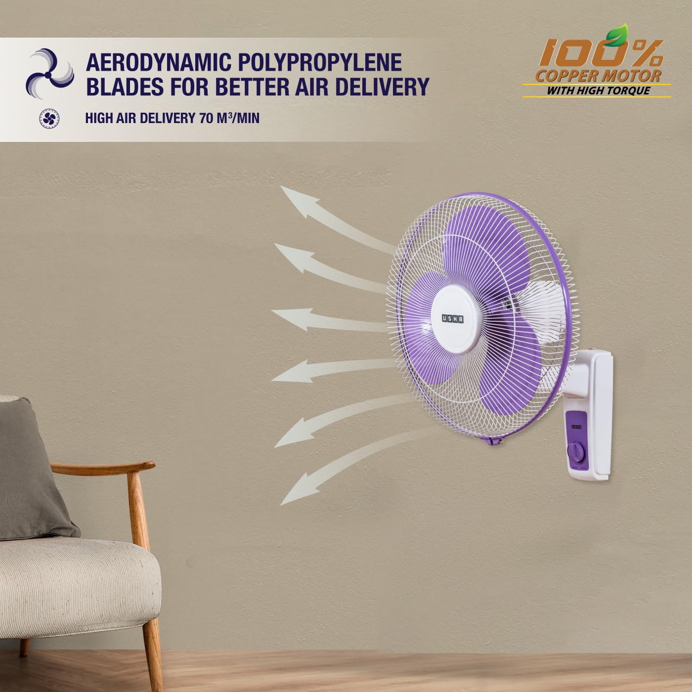 Usha WF Maxx AIR 400MM Purple White WR