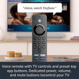 Fire TV Stick 3rd Gen with Alexa Voice Remote | includes TV controls | Stream HD Quality Video with Dolby Atoms Audio