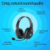 HP H120 Stereo USB Headset | Wired Gaming | Black