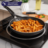 MR Kadai Tawa Frypan With Glass Lid Induction Base | Non stick 3 layer coating | IKTF GL 22