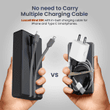 Portronics Luxcell Bind Powerbank | 20000mAh | 22.5W | Fast Charging | in-Built Type C PD | Black | POR 2255