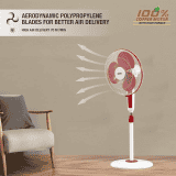 USHA Maxx Air Pedestal Fan | 400 mm | Red & White