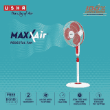 USHA Maxx Air Pedestal Fan | 400 mm | Red & White