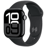 Apple Watch Series 10 | GPS | Cellular | 42 mm |  M/L| Jet Black Aluminium with Black Sport Band | Jet Black Strap