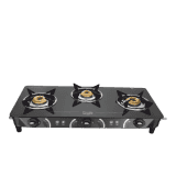 Preethi Zeal Plus Glass Manual Gas Stove | 3 Burners | Black | GTS409