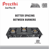 Preethi Zeal Plus Glass Manual Gas Stove | 3 Burners | Black | GTS409