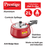 Prestige Nakshatra Cute Duo Svachh Aluminium Inner Lid Pressure Cooker |  2 L | Red | ‎10764