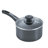 Prestige Omega Deluxe Granite Milk Pan with Glass Lid | Non stick Round Base | Black | 36314