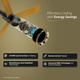 V-Guard INSIGHT-G Ceiling Fan | 1200 mm | BLDC Motor | Remote Control | Choco Gold Wood