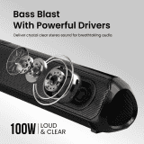 Portronics Pure Sound Pro X1 Bluetooth Soundbar | 100 W | Wired Subwoofer | Remote Control | POR 1961
