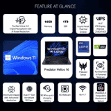 Acer Predator Helios 16 Gaming Laptop | Intel Core i9 14th Gen 14900HX | 16 GB | 1 TB SSD | NVIDIA GeForce RTX 4070 8 GB Graphics | Abyssal Black | NH.QNXSI.003