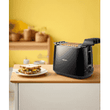 Philips Daily Collection 2 Slice Pop Up Toaster | Integrated Bun Rack | 600 W | Black | HD2583/90