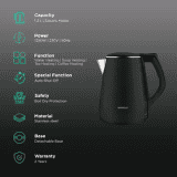 Havells Aqua Plus Electric Kettle | 1500 W | 1.2 L | Black