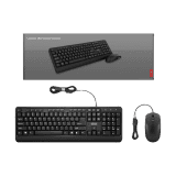 Lenovo 160 wired keyboard mouse combo | Waterproof Exoskeleton | Black