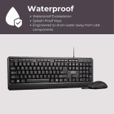 Lenovo 160 wired keyboard mouse combo | Waterproof Exoskeleton | Black