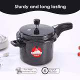 Wonderchef Taurus Hard Anodized Outer Lid Pressure Cooker | 5L | SS Lid | Black