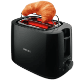Philips Daily Collection 2 Slice Pop Up Toaster | Integrated Bun Rack | 600 W | Black | HD2583/90