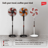 Impex Impulse Table pedestal 2 in 1 convertible fan | 400 mm | Red and Black