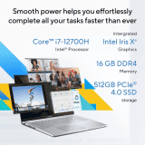 ASUS Vivobook 16 Laptop | Intel Core i7 12th Gen 12700H | 16 GB | 512 GB SSD | 16 Inch | Transparent Silver | X1605ZAC-MB741WS