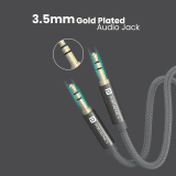 Portronics Konnect Aux 7 | 3.5mm | Gold Plated Connectors | Grey | POR 1624