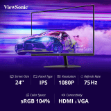 ViewSonic FHD IPS Monitor | 24 inch | Black | VA2432-MH