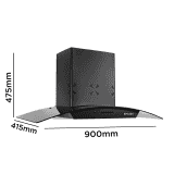Faber Hood Ace Pro Wall Mounted Chimney | 3D | 90 cm | Black | HC PB FL BK