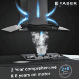 Faber Hood Ace Pro Wall Mounted Chimney | 3D | 90 cm | Black | HC PB FL BK