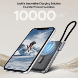 boAt EnergyShroom magnetic wireless power bank | 10000Mah | Black | PB330