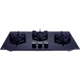 Elica  Flexi 375 Lotus IND HD Brass Automatic Hob | 3 Burners | Black