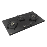 Kaff Built in Glass Automatic Hob |  3 Burners |  Full Brass Burners | Black | ASF 783