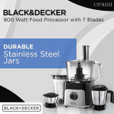 Black & Decker Juicer Mixer Grinder | 800 W | 3 Jars | Grey | BXFP8001IN