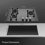 Kaff CRH 603 Built In Hob Dual Flame Auto Electric Ignition Glass Top | 3 Burner | Black