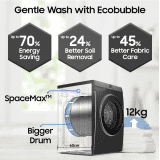 Samsung Fully Automatic Front Load Washing Machine | 12 kg | 5 Star | Black | WW12DB7B24GBTL