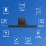 PHILIPS Soundbar | 2.1CH | 140W | Bluetooth with Wireless Subwoofer Powerful Bass | TAB5305/94