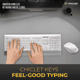 Lapcare Smartoo Wireless Multimedia Combo Keyboard Mouse | 1200dpi | White & Silver