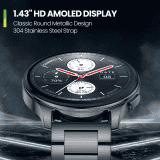 Amazfit Huami Pop 3R Metal Strap Smart Watch | Metallic Black