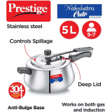 Prestige Nakshatra Inner Lid Induction Bottom Pressure Cooker |  5 L | Stainless Steel | Silver | 20149