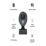 HP w100 Digital Webcam | 480P 30 FPS  | Built in Mic | Black