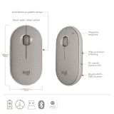 Logitech Pebble Wireless Mouse | Bluetooth | 2.4 GHz | Sand