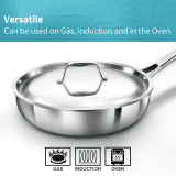 Hawkins Pro Triply Stainless Steel Fry Pan | 22 cm with Lid | Silver
