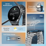 Fastrack Dezire FX1 Luxury Metal Smartwatch | UltraVU HD Display | 1.38 Inch | Silver