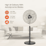 Orient Electric Tornado II Pedestal Fan | 450 mm | 3 Blade | Black