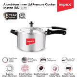 Impex Instar IB5 Inner Lid Induction Bottom Pressure Cooker | Aluminium | 5 L | Silver