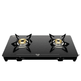 Preethi Luxe Glass Top Gas Stove | With Driptray Less Infinity Design | Black