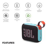 JBL Go 4 Wireless Ultra Portable Bluetooth Speaker | Water & Dust Proof | Black Orange | JBLGO4BLKO