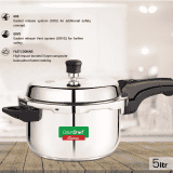 Greenchef Classic Outer Lid Induction Bottom Pressure Cooker |  5 L  | Stainless Steel