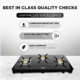 Preethi Luxe pro Gas Stove | 3 Burner | Stainless Steel | Black