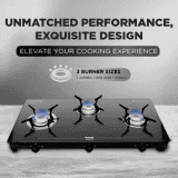 Preethi Luxe pro Gas Stove | 3 Burner | Stainless Steel | Black